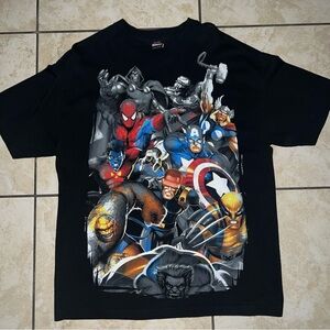 Vintage Mad Engine Marvel Avengers X-Men Shirt Size XL Black Short Sleeve